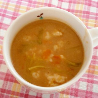 カレー豆乳スープの雑炊